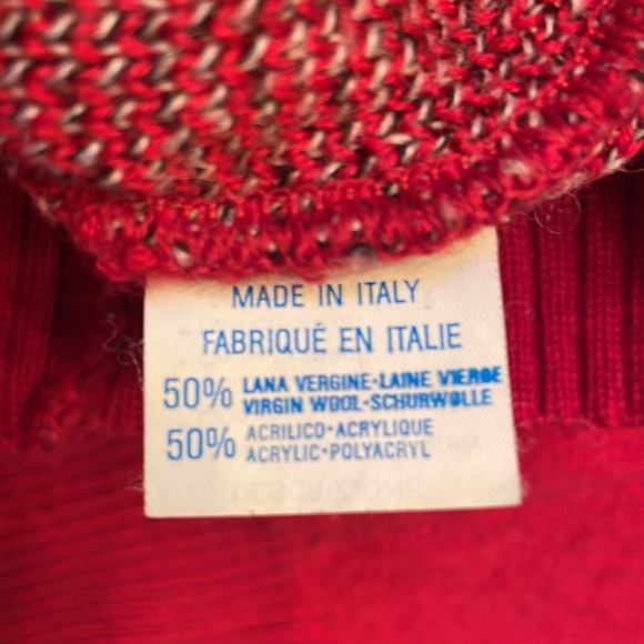 Vintage knit sweater with collar. Red & Green. Size S - Picture 4 of 5